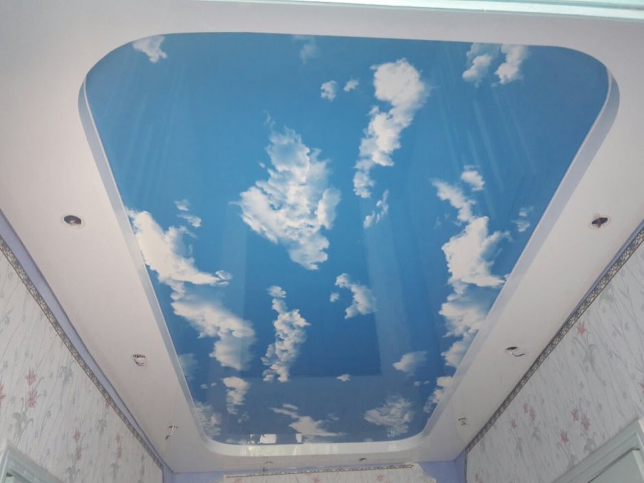 Натяжной потолок небо с облаками цена