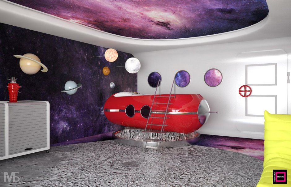 Комната в космическом стиле для девочки