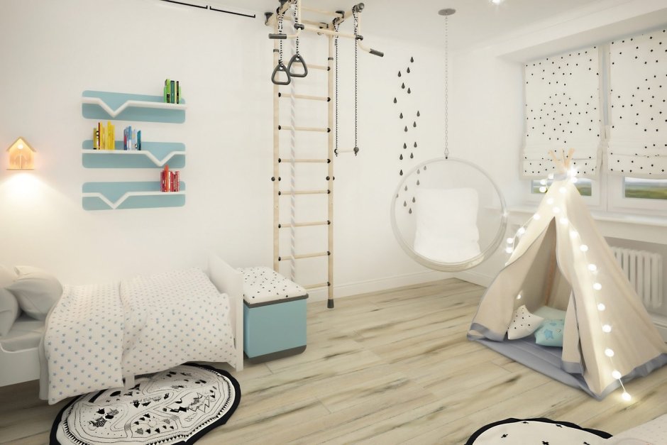Белая детская комната в Сканди стиле