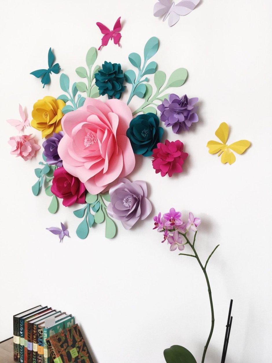 Картонные цветы на стену