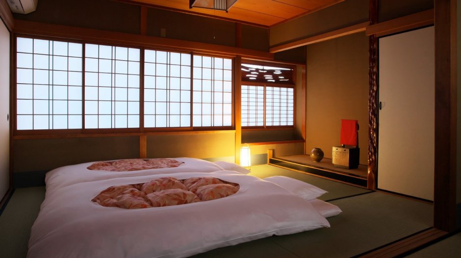Интерьер спальни в японском стиле нежные