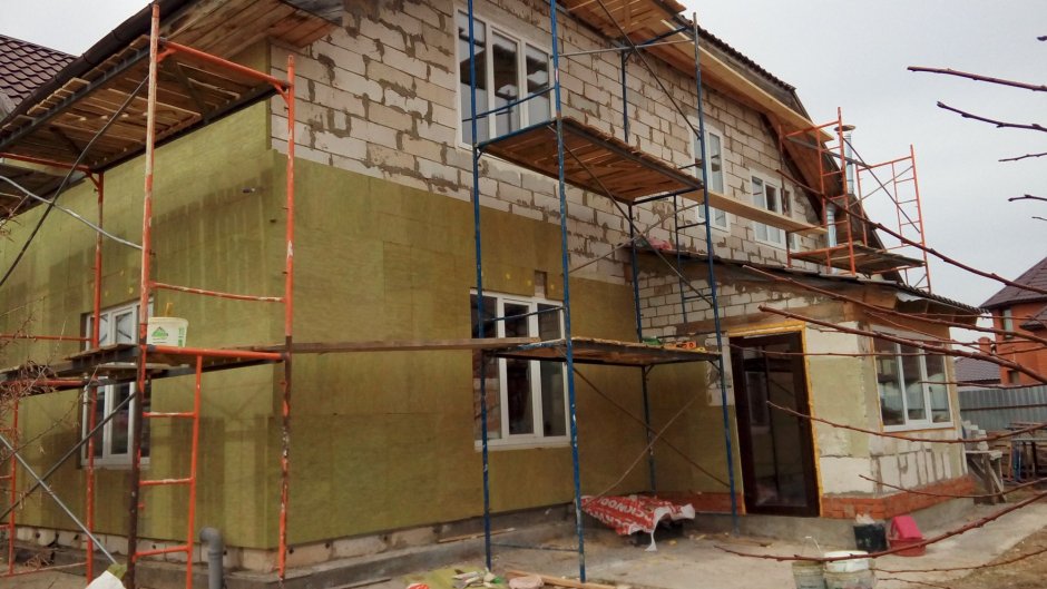 Схема утепления фасада пенополистиролом