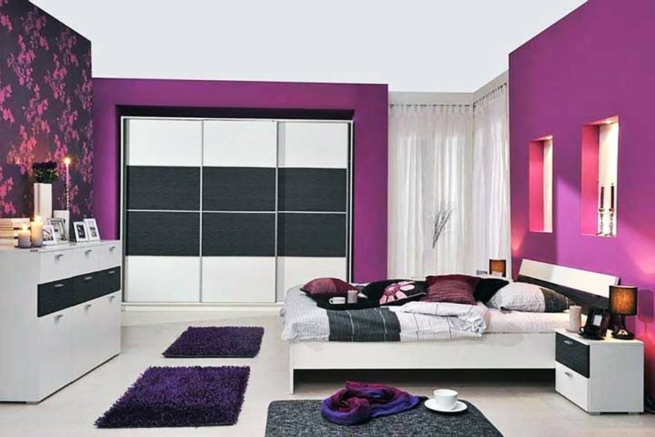 Фиолетовый спальный гарнитур