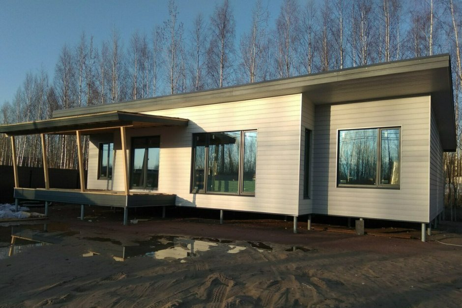 Дачный домик с плоской крышей