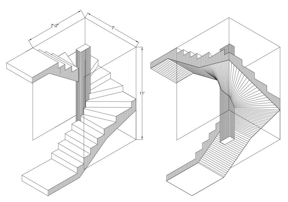 Drawing of Stairs i-Beam Metal