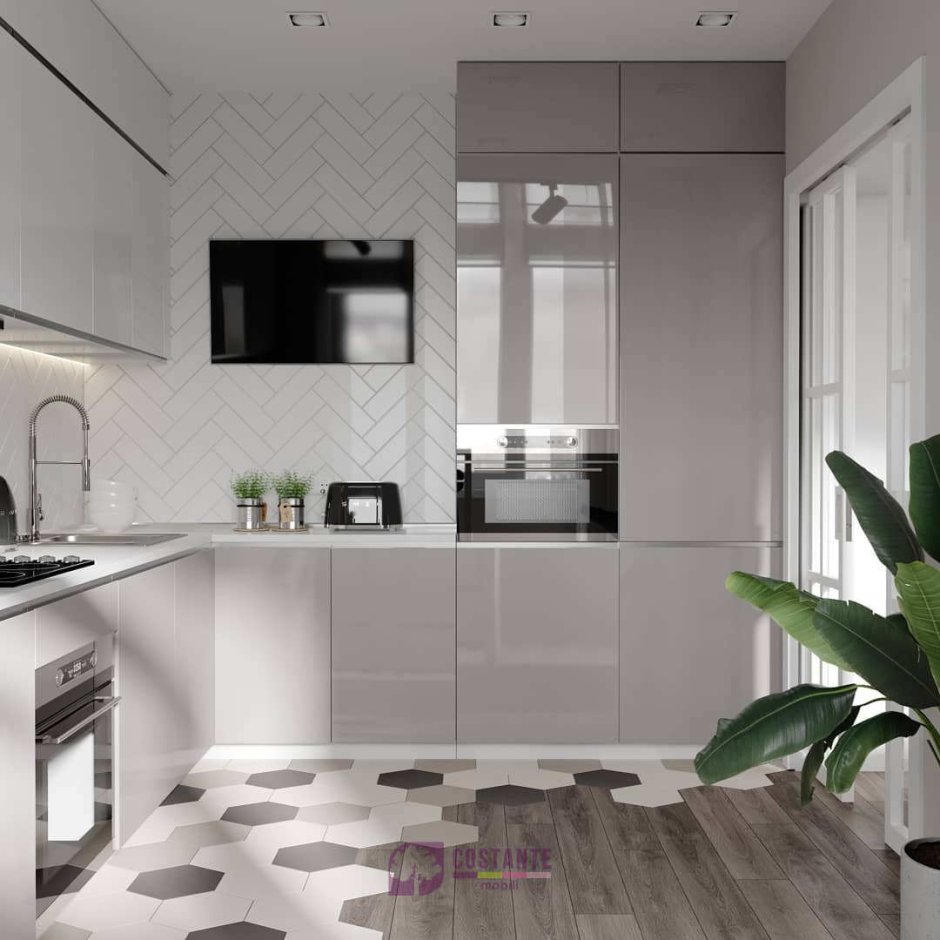 Глянцевые кухни в интерьере