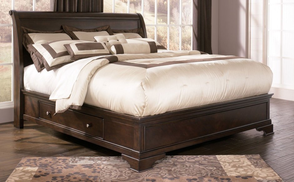 Кровать Sleigh Bed Leather, King Size, арт. 581-R55 , American Drew Bob Mackie
