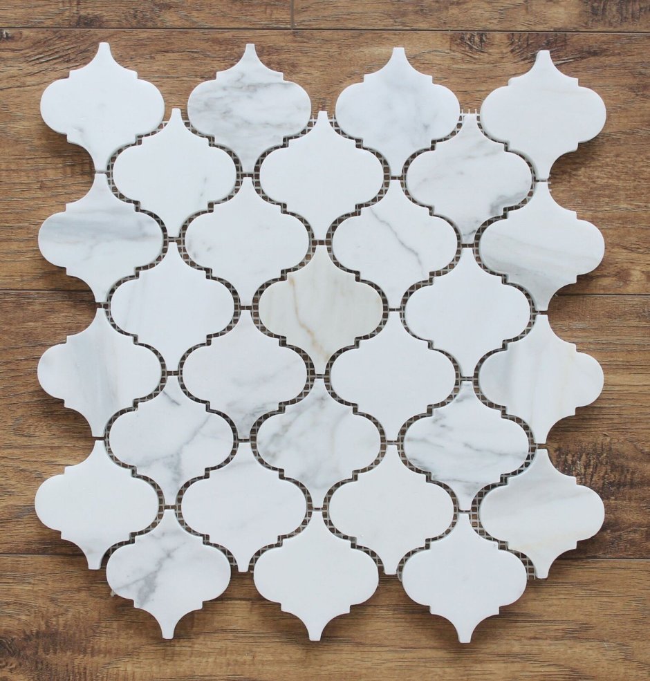 Calacatta Gold Polished Arabesque Marble Mosaic Tiles