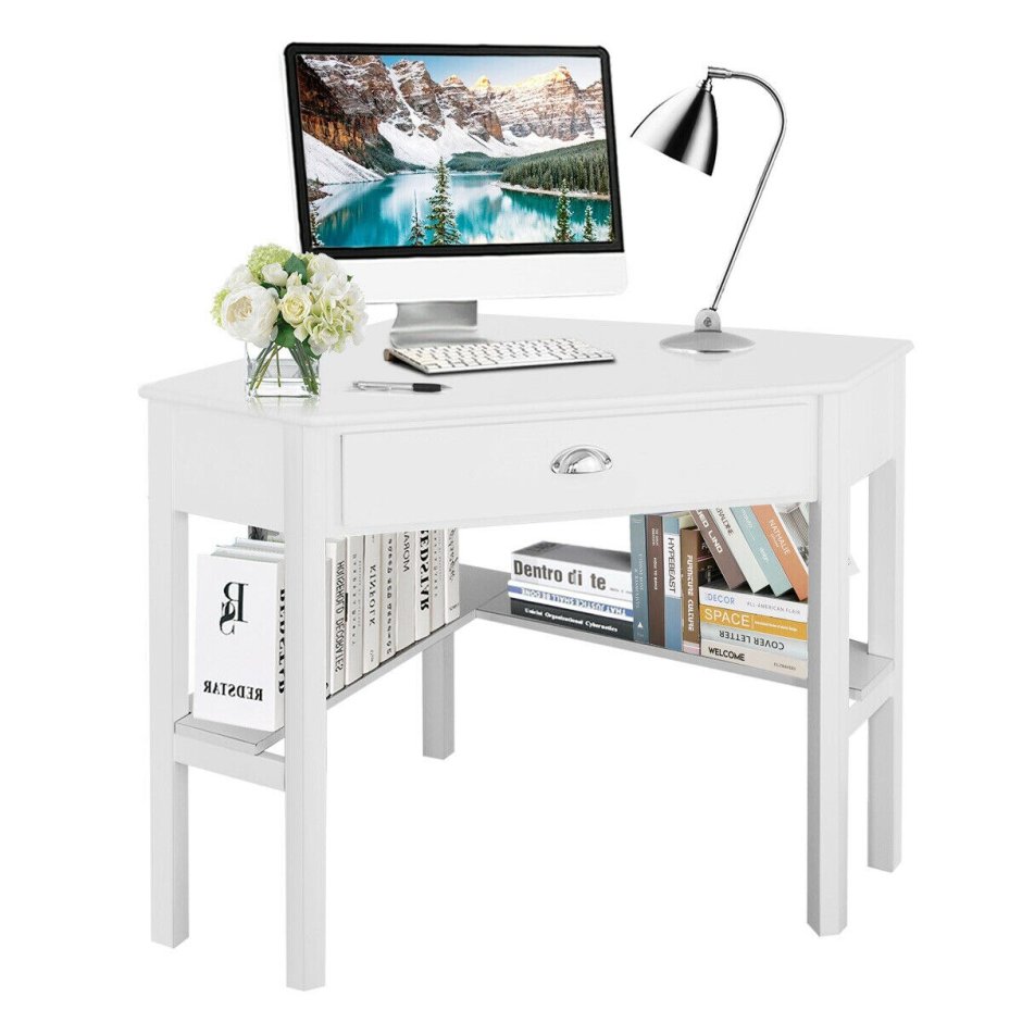 Small White Corner Computer Desk