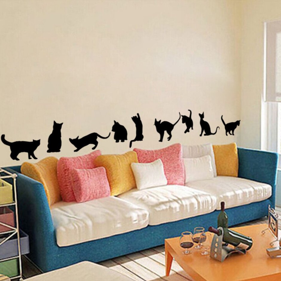 Наклейки интерьерные на стену коты