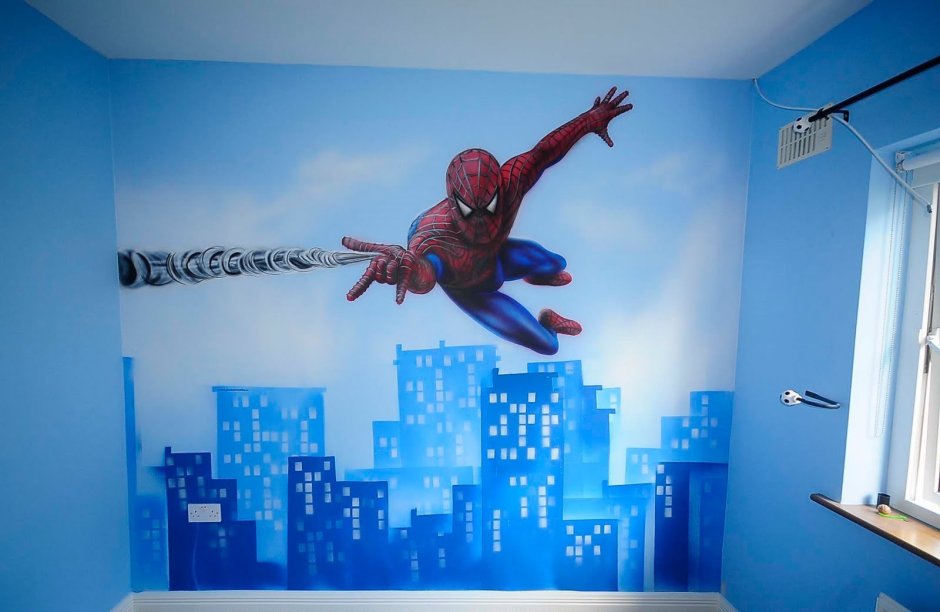 Роспись стены в детской комнате для мальчика