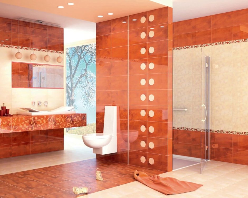 Плитка рыжая керамическая