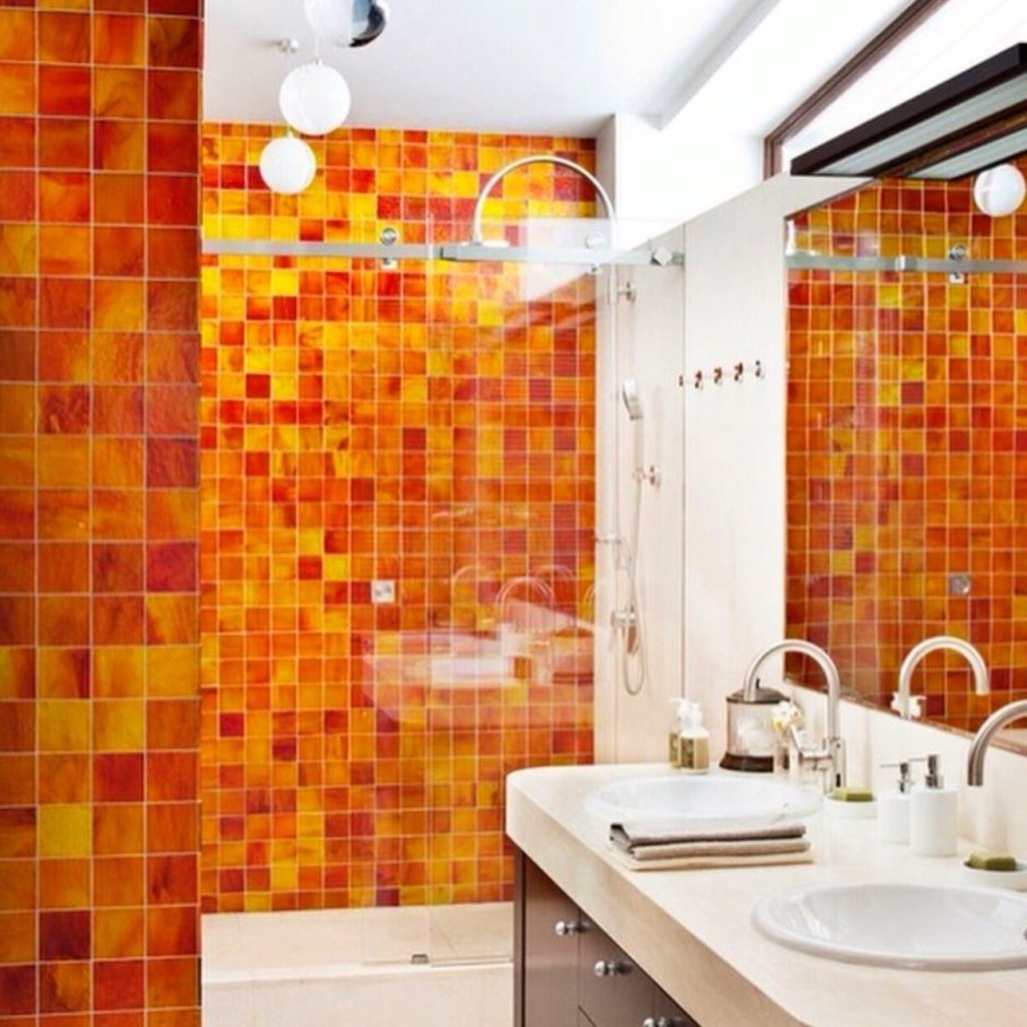 Оранжевая плитка на пол