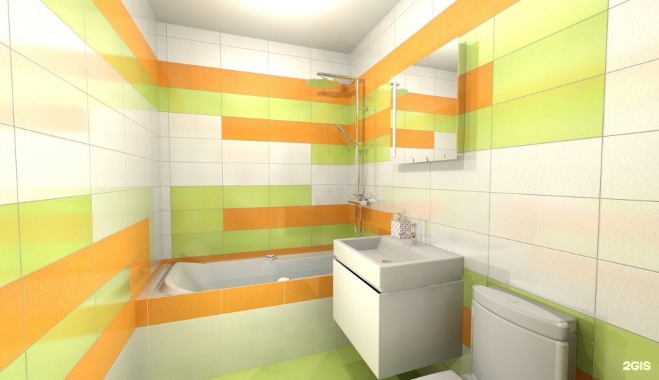 Оранжевая плитка для ванной