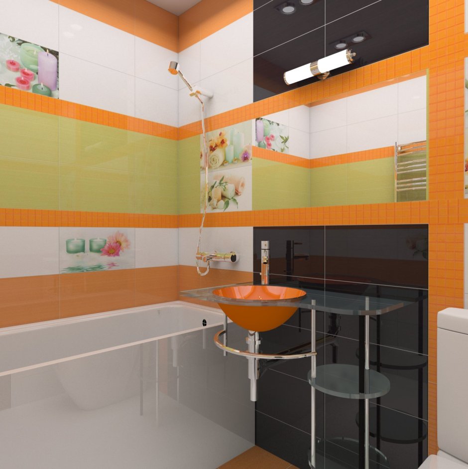 Оранжевая ванная комната