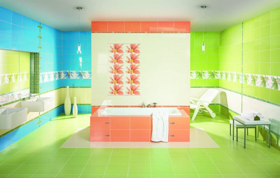 Ванная в оранжевых тонах