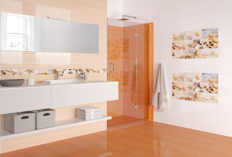 Оранжевая ванная комната