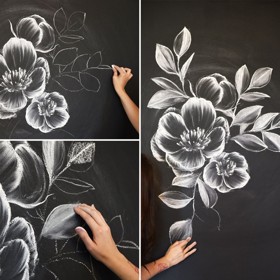 Рисуем цветы на стене