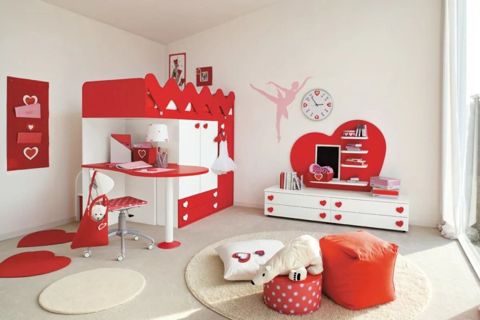 Серо красная комната для подростка