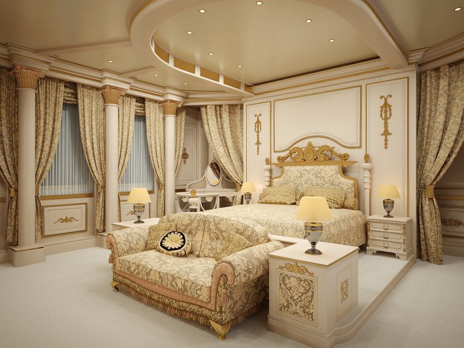 Королевская спальня с балдахином шикарная