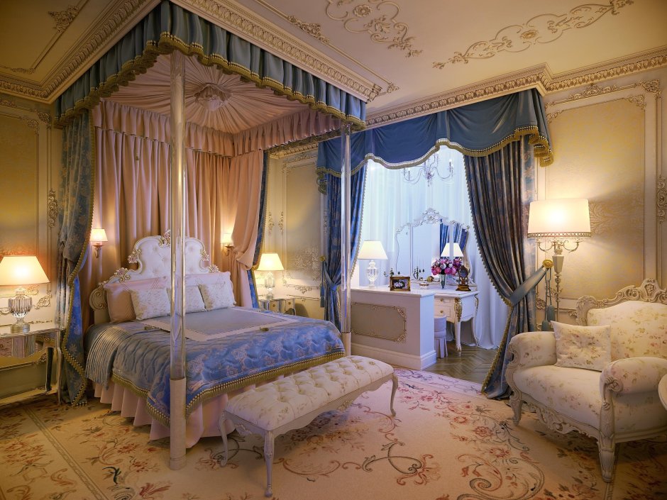 Королевская спальня роскошная бежевая современная с коричневым