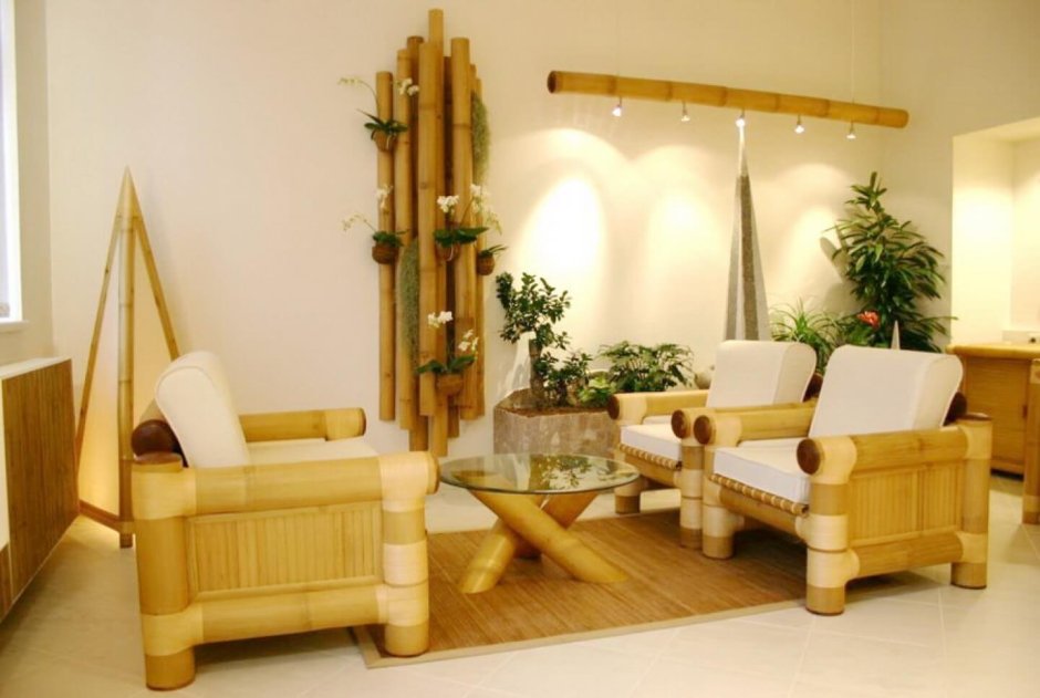 Скамейка из бамбука