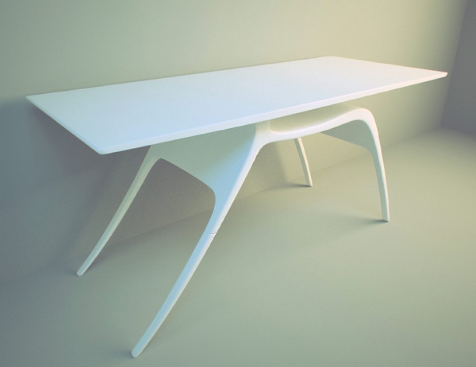 Длинный белый стол необычная фигура купить