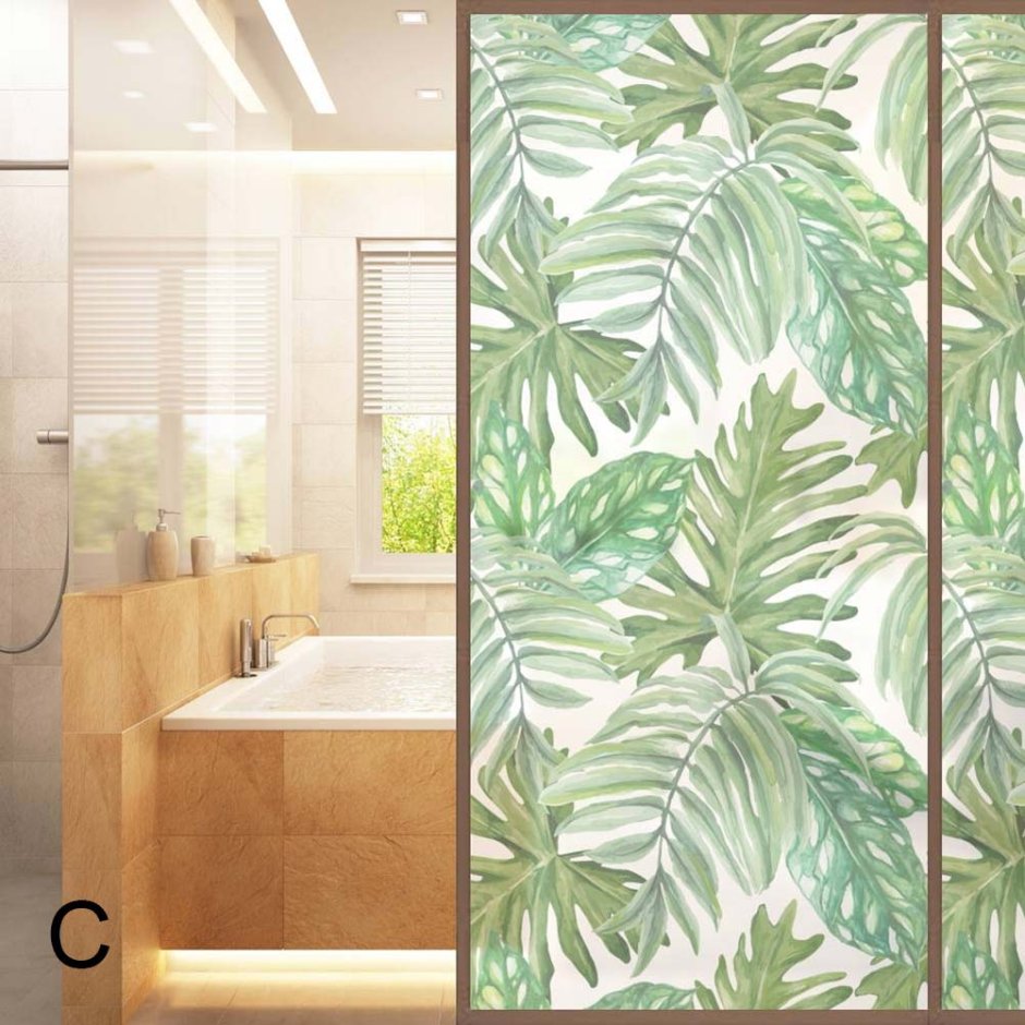 Плитка в ванную с листьями пальмы