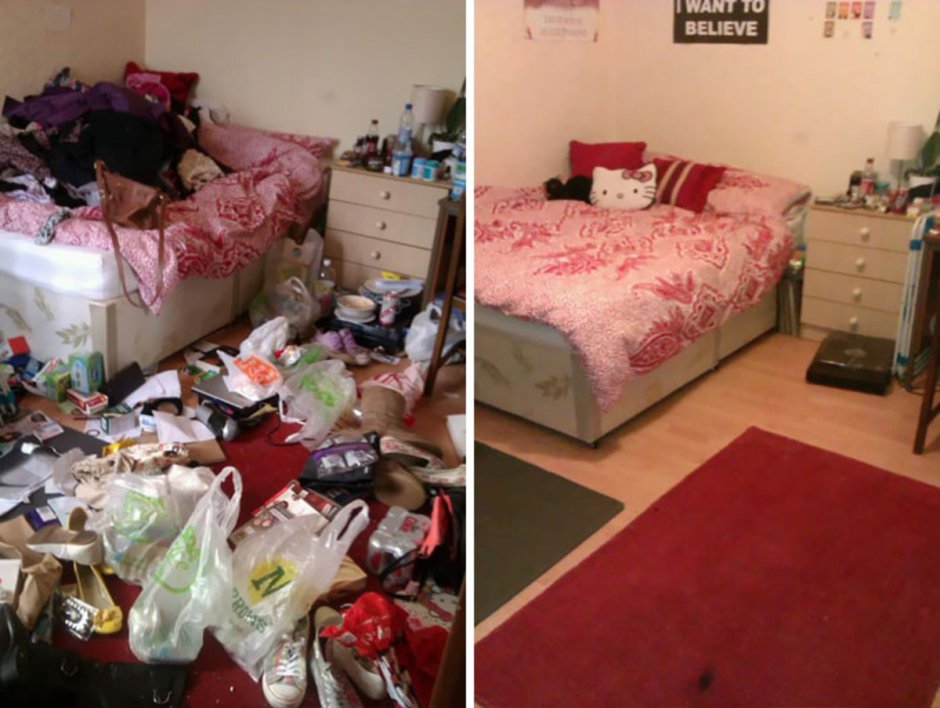 Бардак в комнате до и после