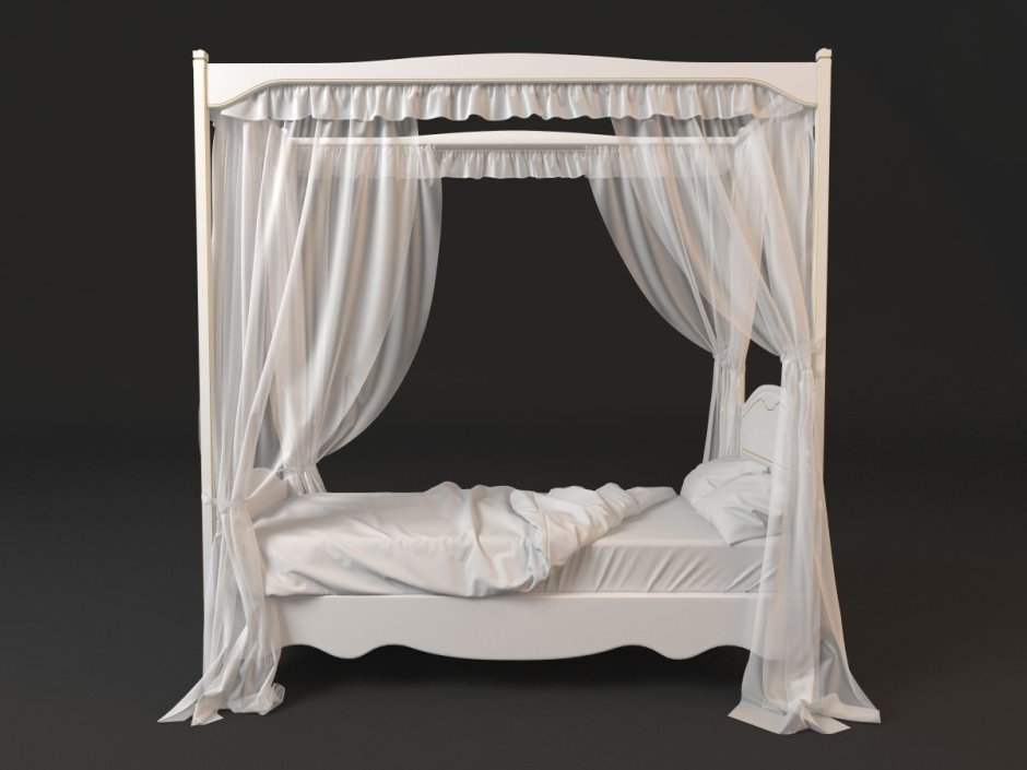 Кровать двуспальная с балдахином белая