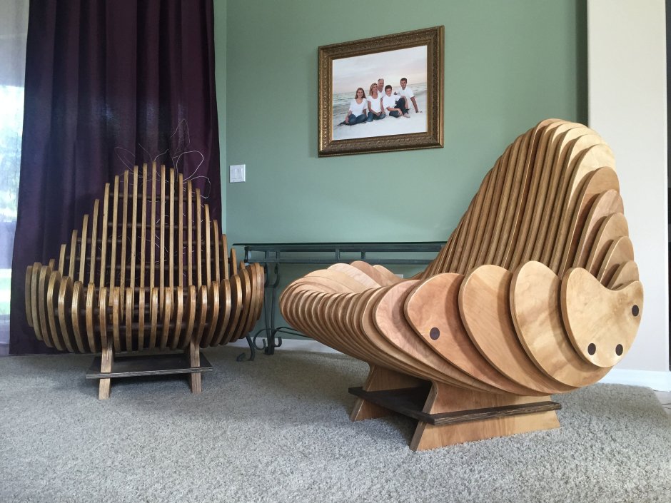 Wood and colourful Chairs