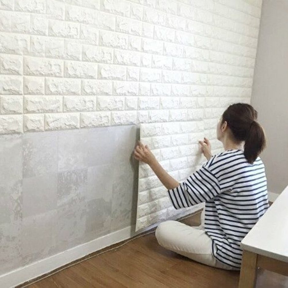 3d cамоклеющиеся панели "кирпич Оникс" (Brick Beige-White)