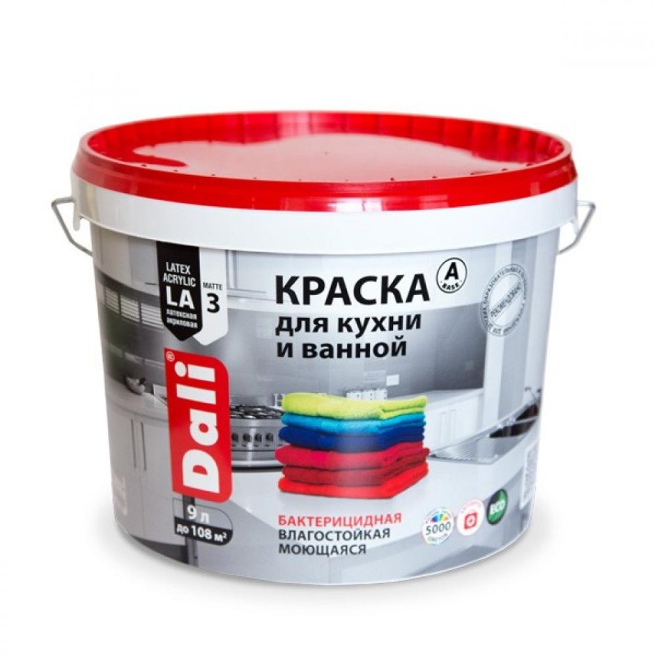 "Dali" краска для кухни и ванной- 9 л. база а