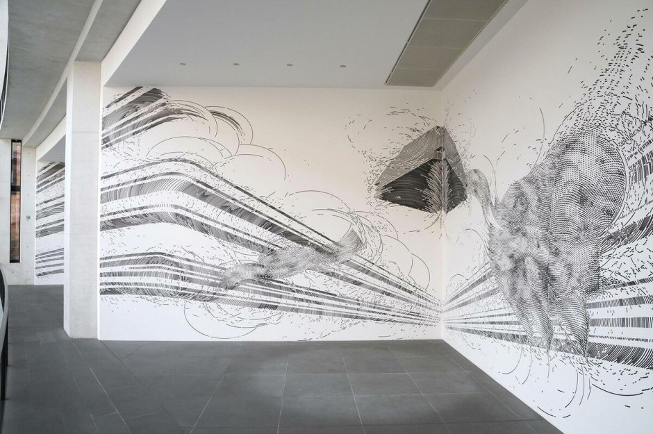 Роспись стен в интерьере абстракция