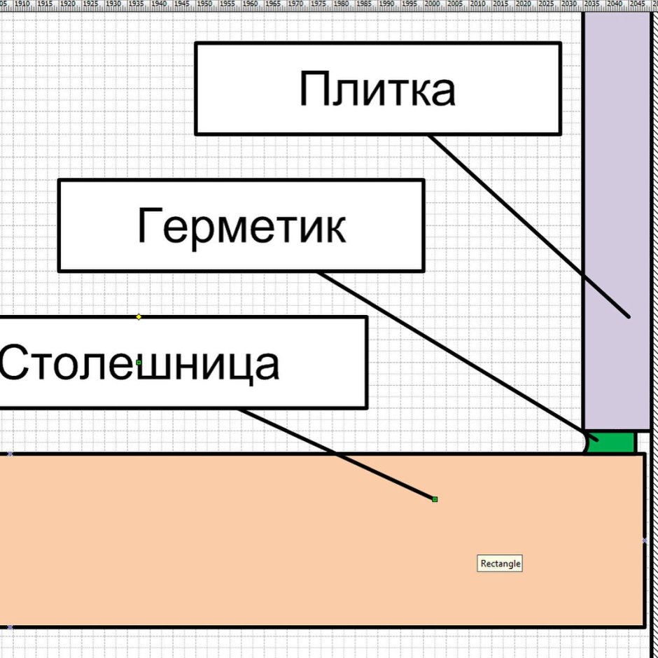 Стык столешницы и плитки