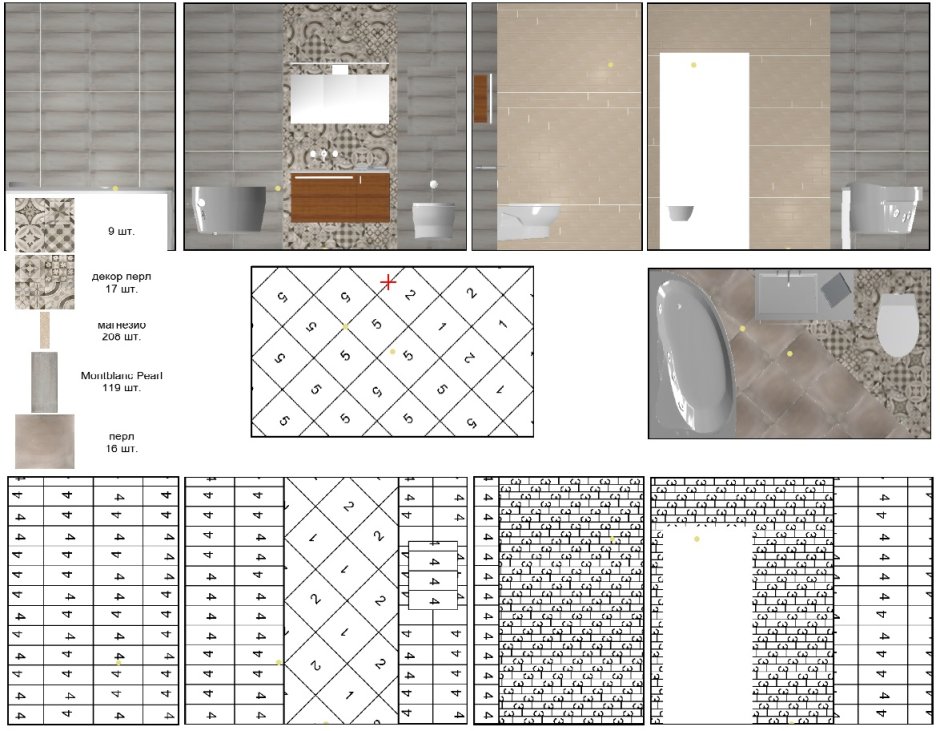 Развертки стен плитка Revit