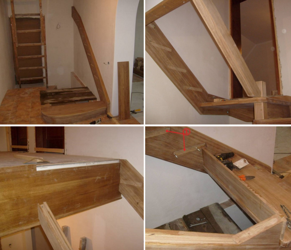 Крепление ступеней деревянной лестницы