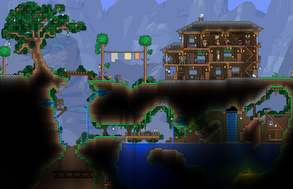 Terraria дом в горе