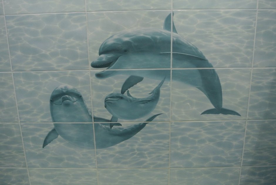 Плитка лазурь панно Аква дельфины 75х105