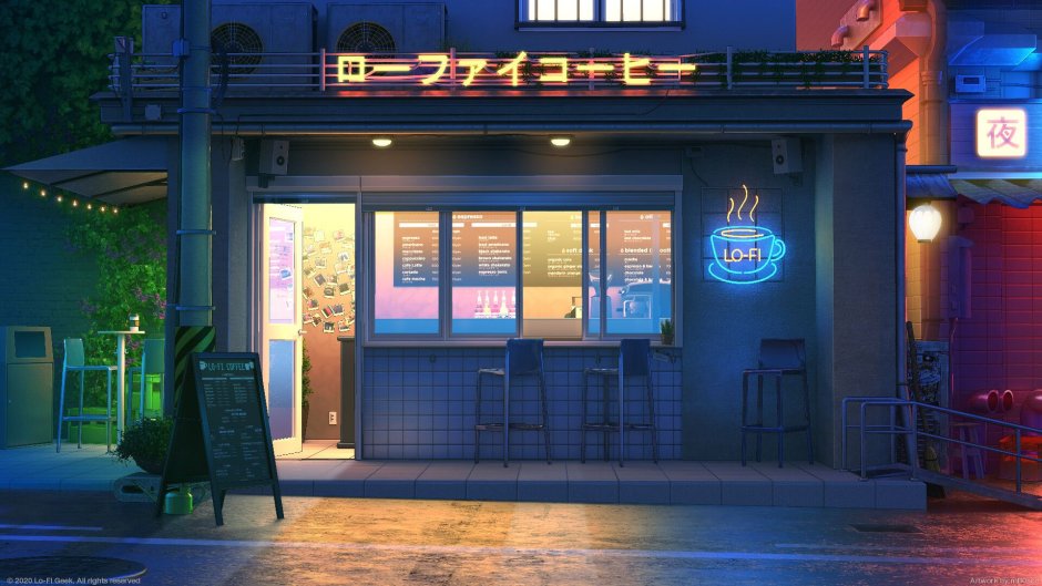 Lo Fi кафе обои