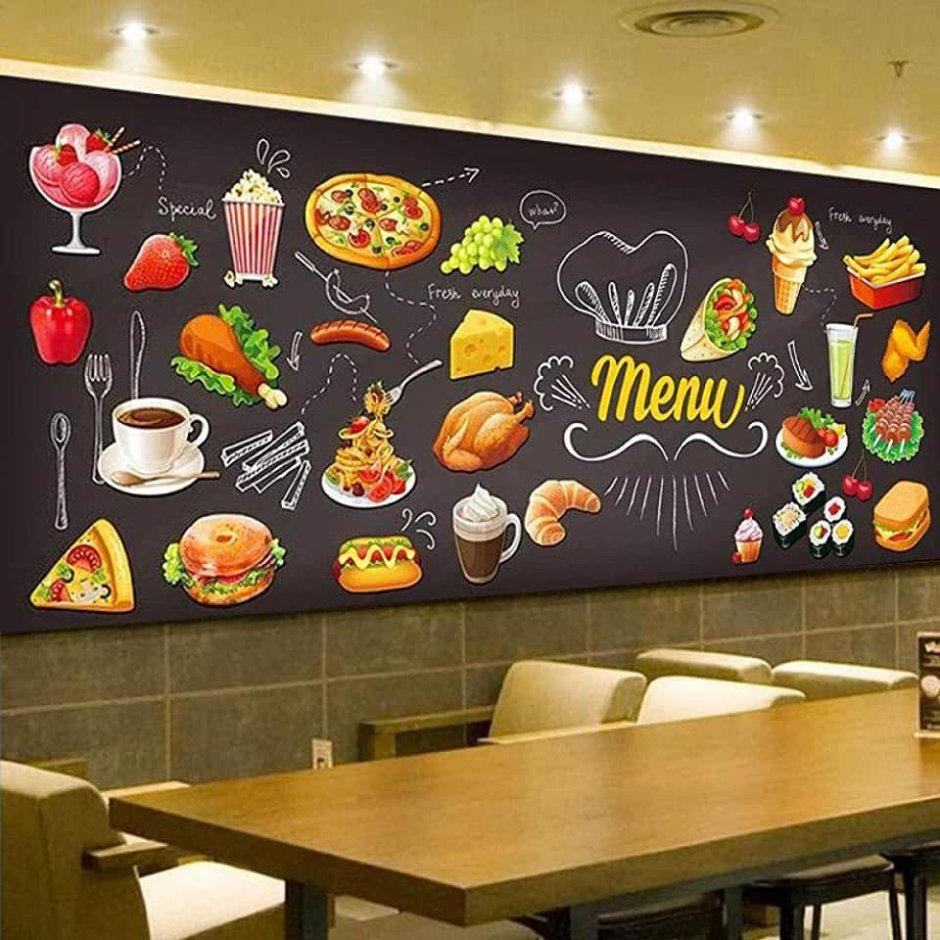 Роспись стены в кафе быстрого питания