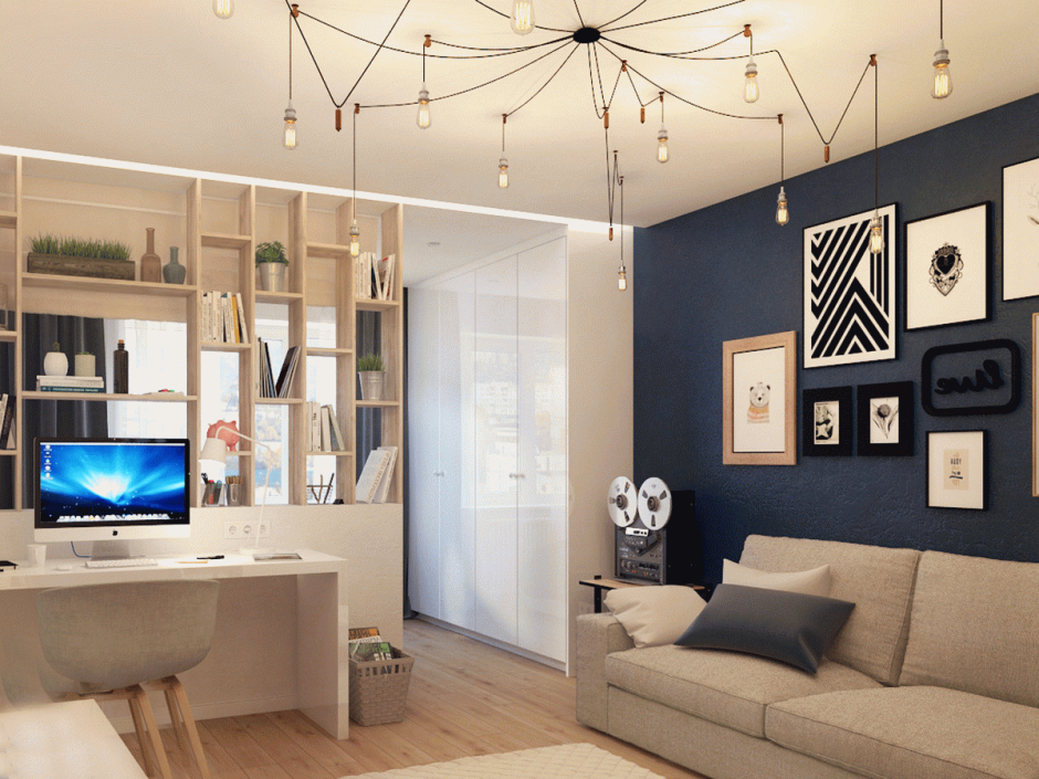 Рабочее место в гостиной