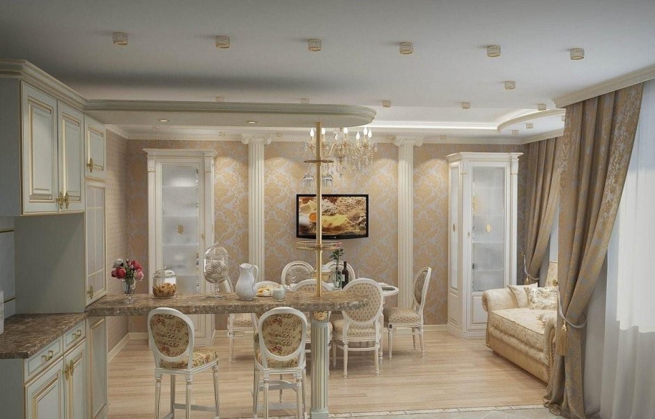 Гостиная студия в стиле Неоклассика