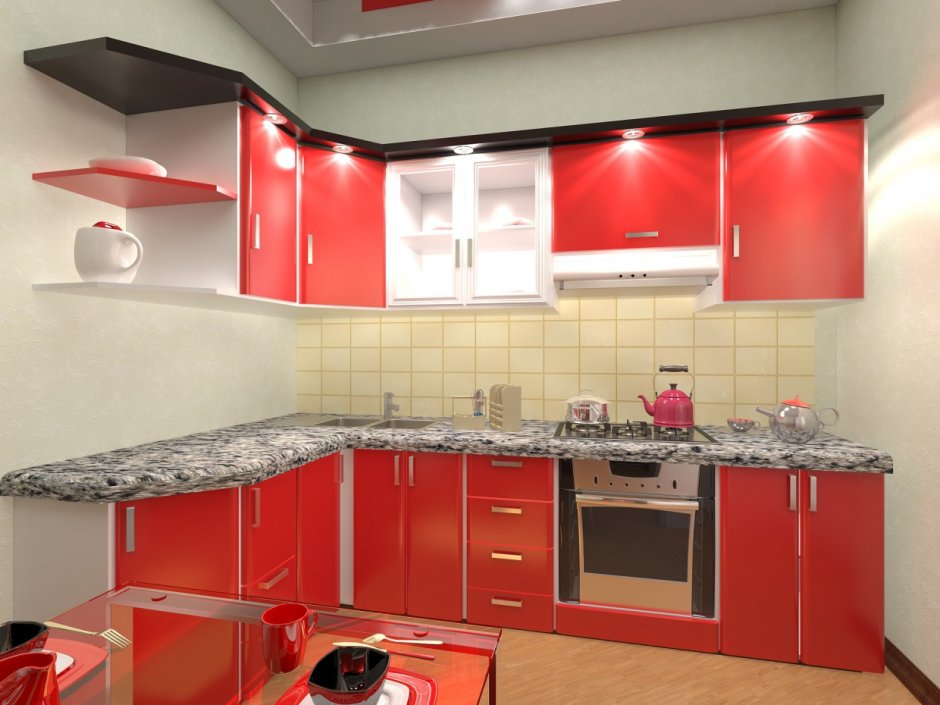 Угловая кухня 3d