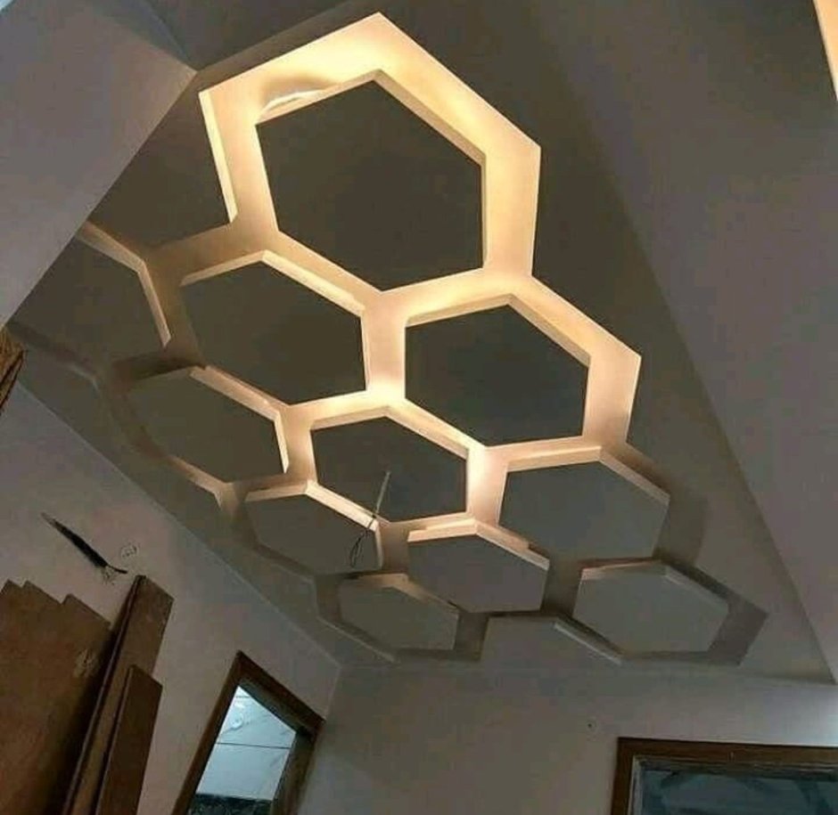 Потолки из гипсокартона шестигранник