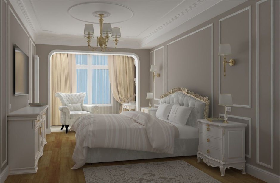 Спальни в особняке в классическом стиле