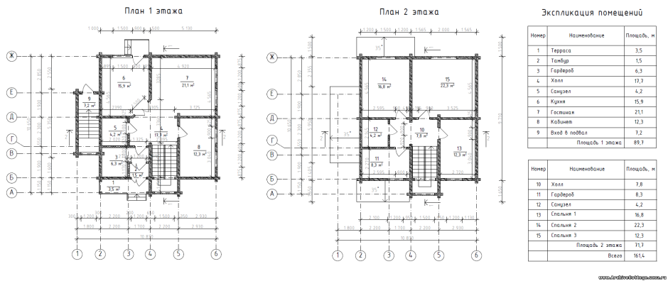 План дома чертеж с размерами двухэтажный