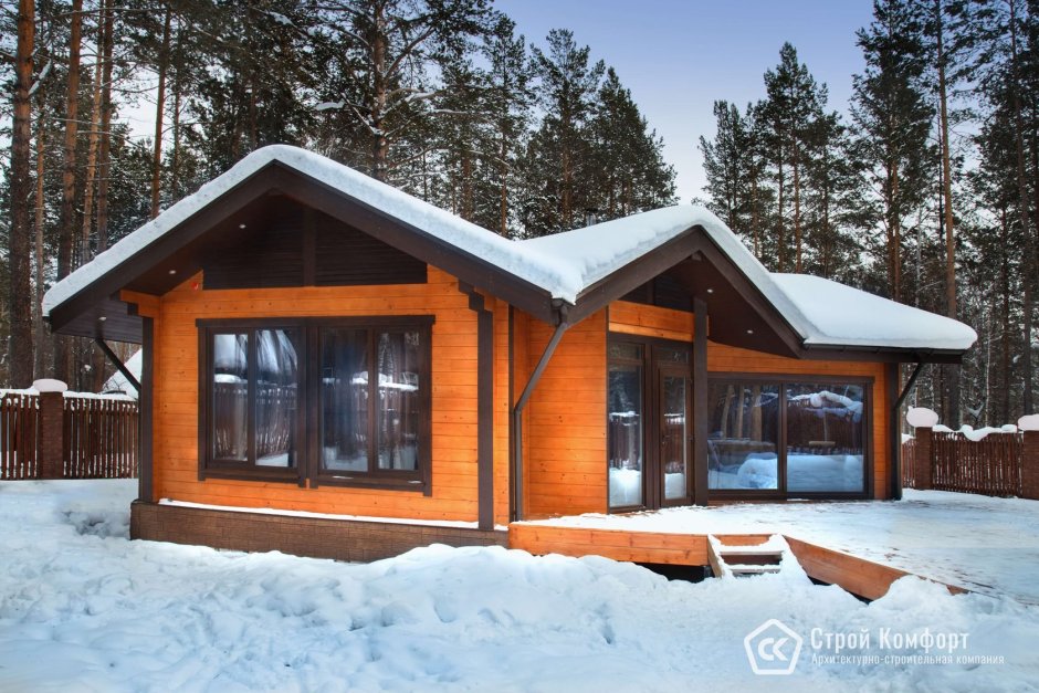 Мини баня с панорамными окнами