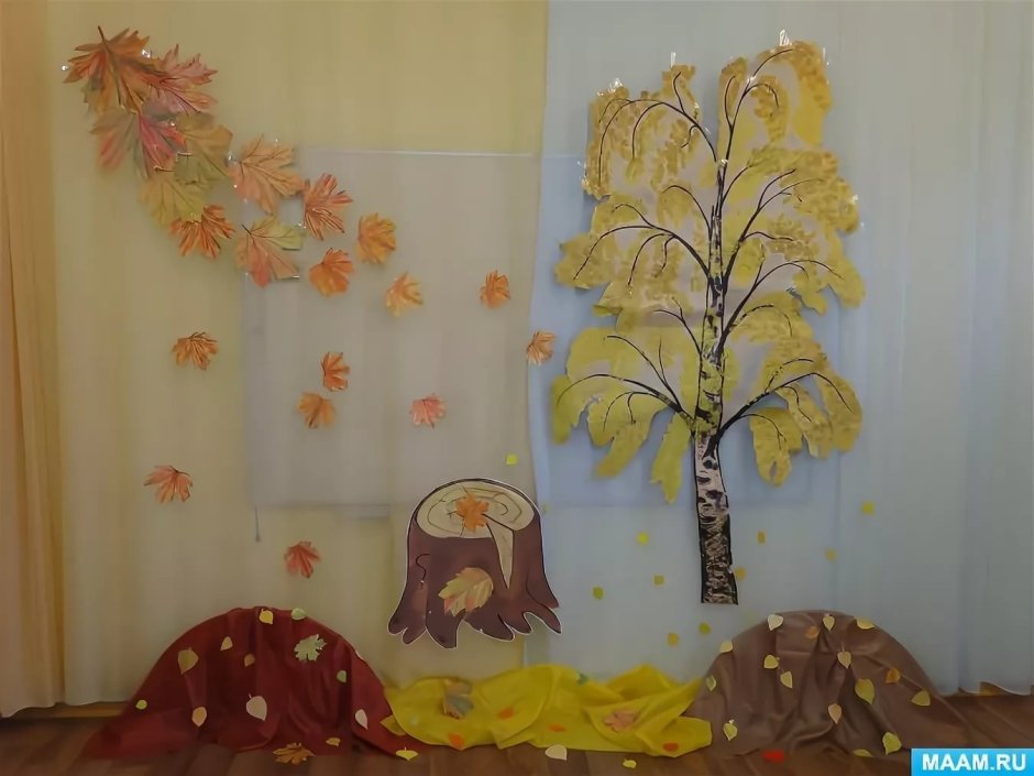 Украшение стены в детском саду осень