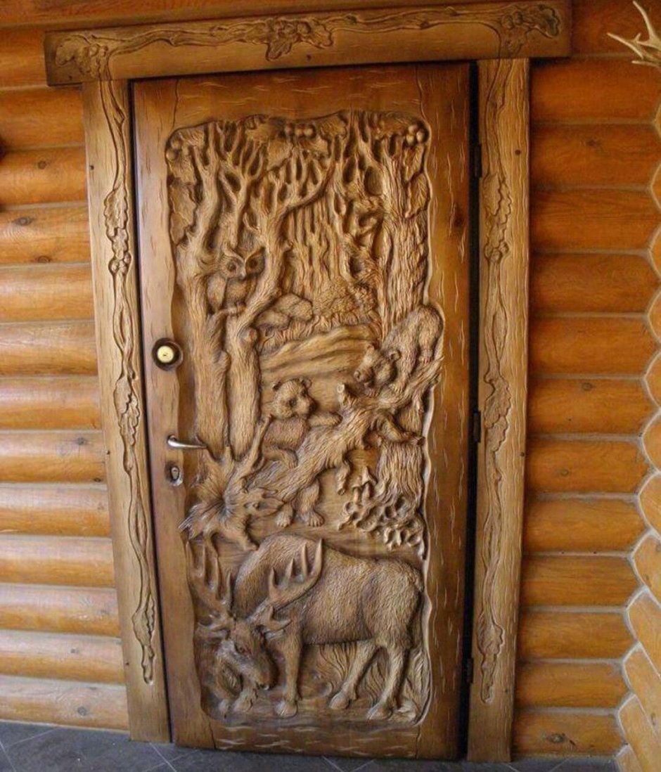 Резные двери для бани